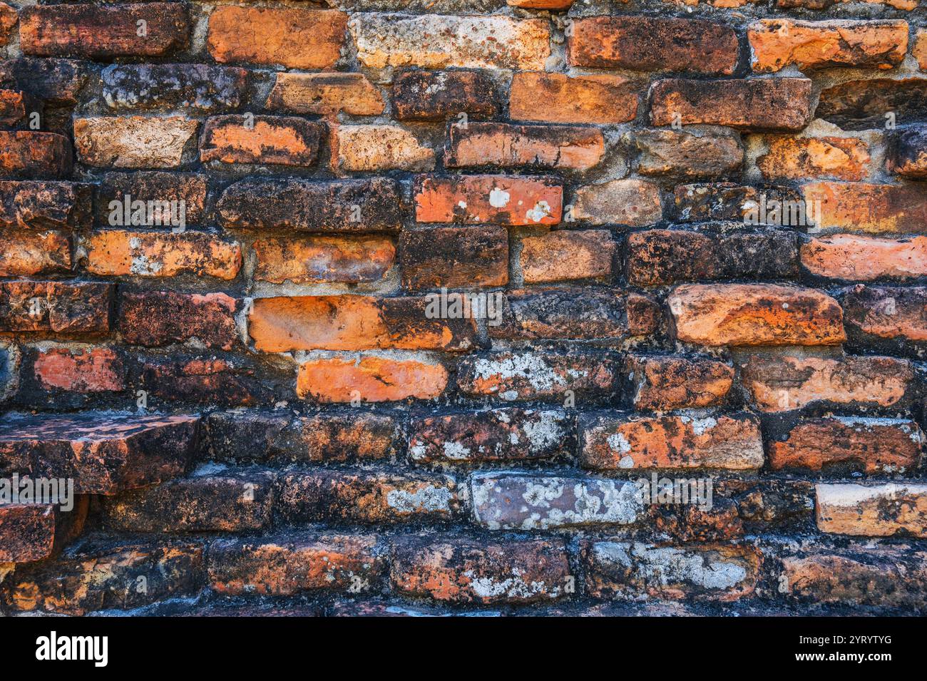 old texture of ancient antique orange brick wall close up Stock Photo ...