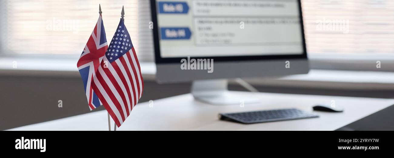 Website header shot of miniature national flags of Great Britain and ...