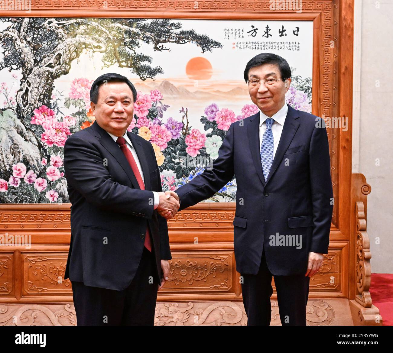 Beijing, China. 5th Dec, 2024. Wang Huning, a member of the Standing Committee of the Political Bureau of the Communist Party of China Central Committee and chairman of the National Committee of the Chinese People's Political Consultative Conference, meets with a Communist Party of Vietnam (CPV) delegation led by Nguyen Xuan Thang, a member of the Politburo of the CPV Central Committee, president of the Ho Chi Minh National Academy of Politics and chairman of the Central Theoretical Council, in Beijing, capital of China, Dec. 5, 2024. Credit: Rao Aimin/Xinhua/Alamy Live News Stock Photo