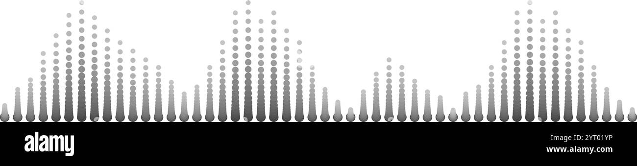 Black sound waves visualizing abstract music, representing radio signal frequencies and digital voice tunes through an equalizer, creating a dynamic Stock Vector