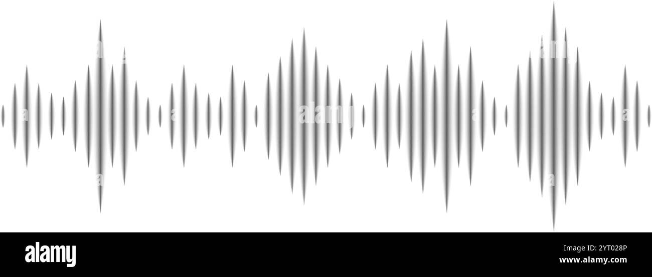 Gray sound waves are visualizing digital voice, radio signal frequency and abstract music waves on white background, creating a tune equalizer vector Stock Vector