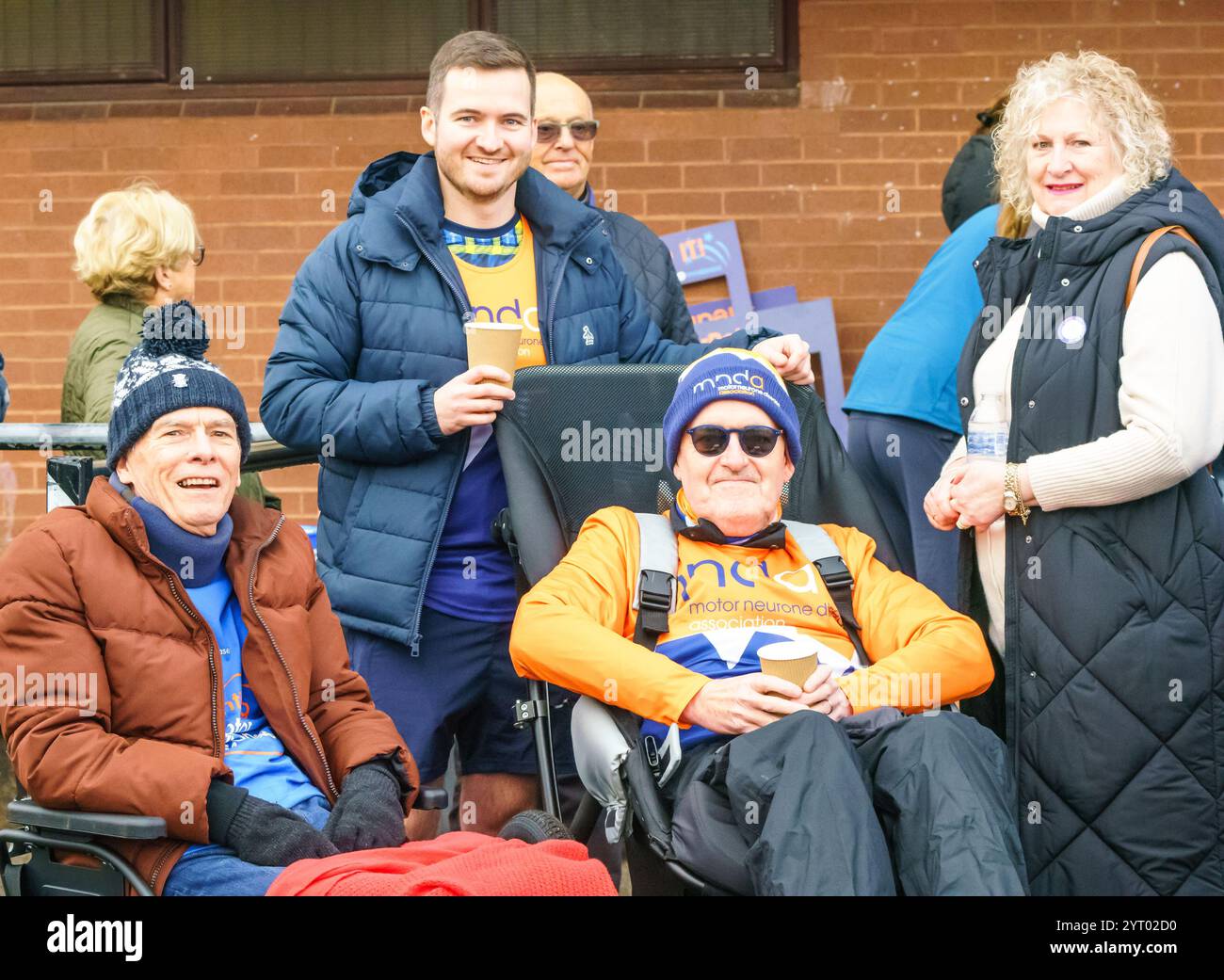 Thursday 5th December 2024 Beverley, East Yorkshire, UK.  Kevin Sinfield continues his week long fundraising challenge for the MND charity, setting off from Beverley Racecourse at 07.00am, and finishing at the Costello athletics stadium, Hull, by 14.30pm. Each day is broken down into 7km blocks, the number 7 in recognition of his friend and former team mate Rob Burrow, who wore it during his glittering career at Leeds Rhinos. The team will aim to complete each 7km within one hour. Bridget Catterall/AlamyLiveNews Stock Photo