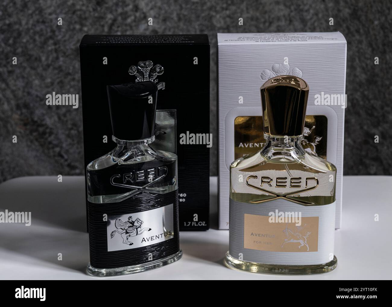 Creed Aventus luxury perfumes for Her and Him Stock Photo - Alamy