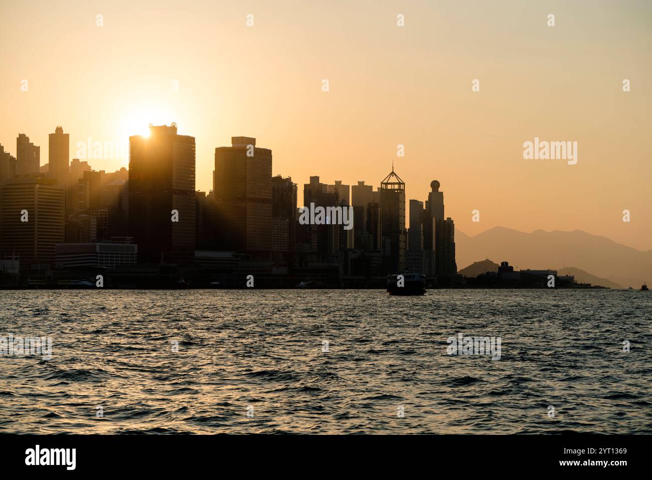 Sunset over Hong Kong Island Stock Photo