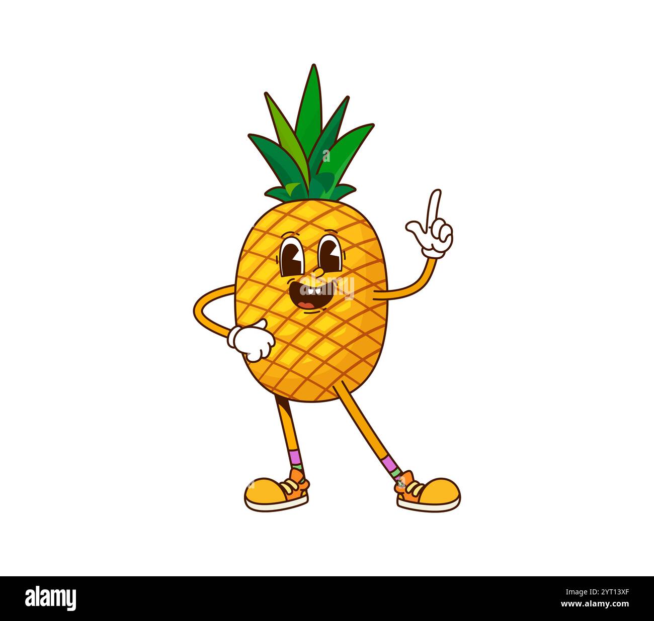 Cartoon funny groovy pineapple fruit character. Isolated vector ...