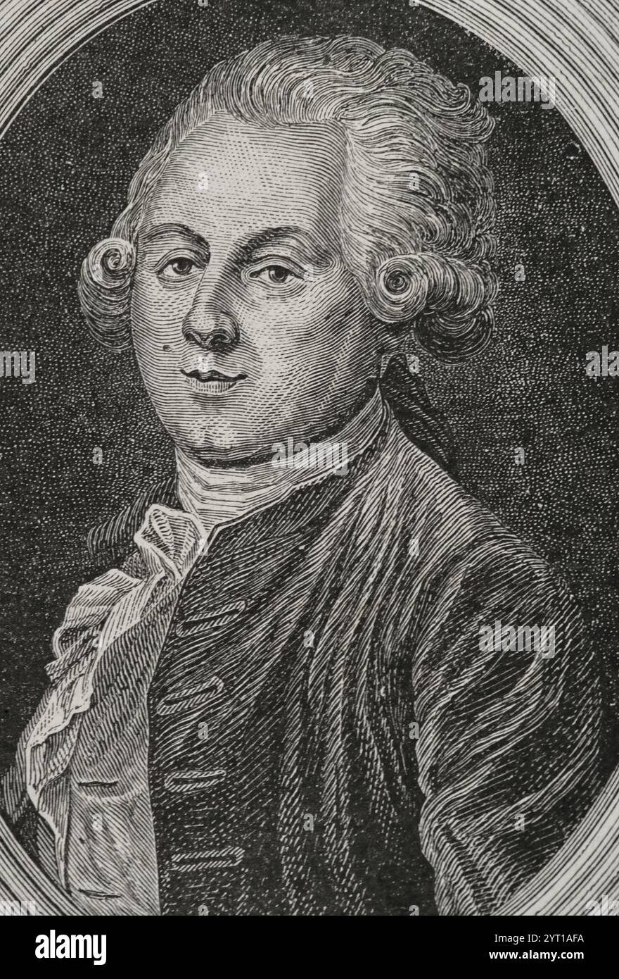 Louis-Sébastien Mercier (1740-1814). French writer, playwright and critic of Pre-Romanticism. Deputy of the National Convention and member of the Council of Five Hundred. Portrait. Engraving by Pannemaker. 'History of the French Revolution'. Volume I, part 2, 1879. Stock Photo