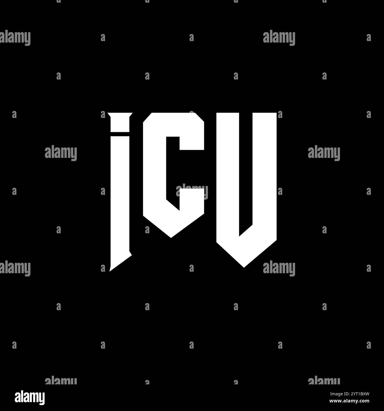 ICU letter logo design for technology company. ICU logo design black and white color combination. ICU logo, ICU vector, ICU design, ICU icon, ICU alph Stock Vector