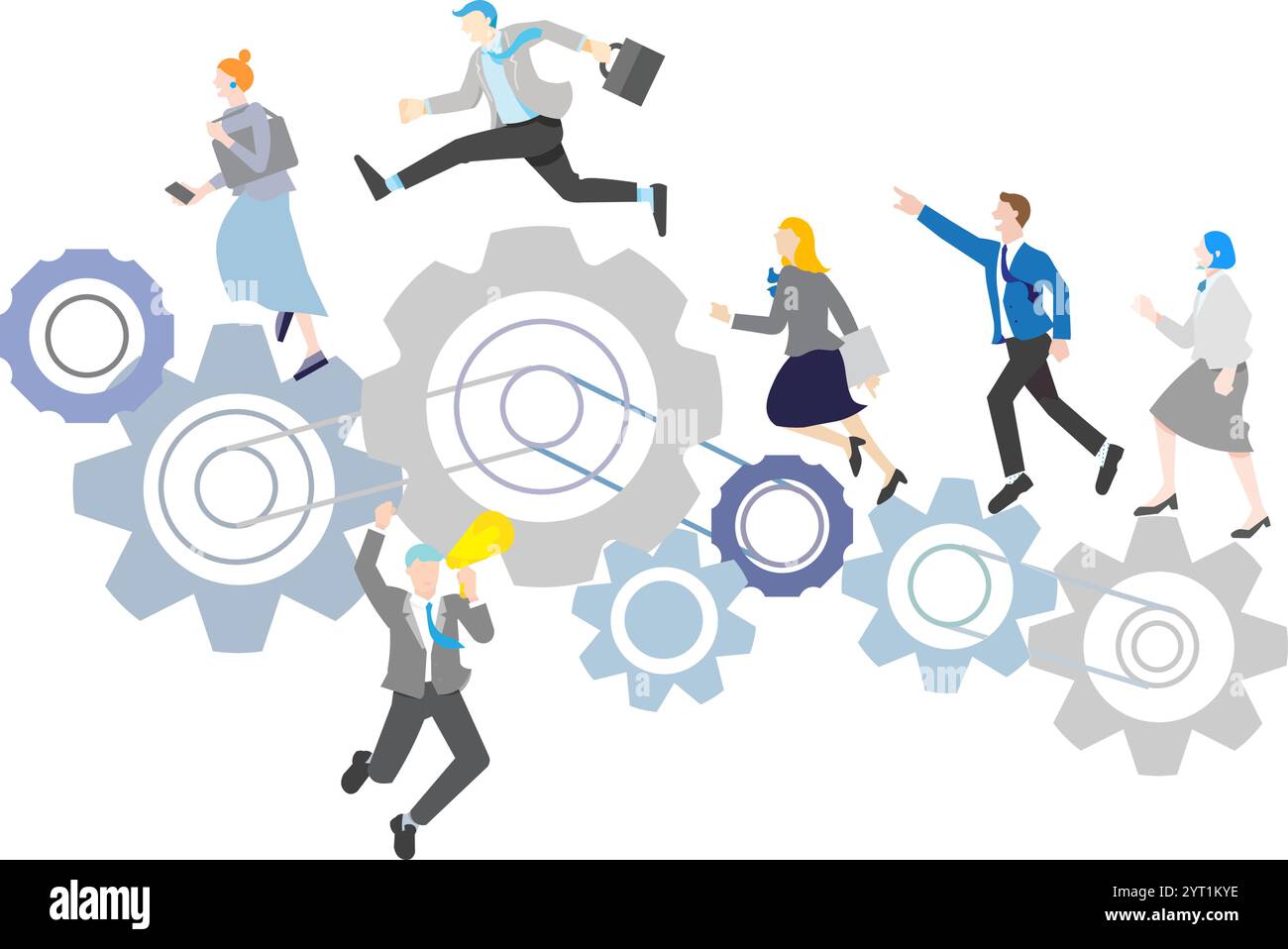 Business team runs on gears-vector illustrations Stock Vector Image ...