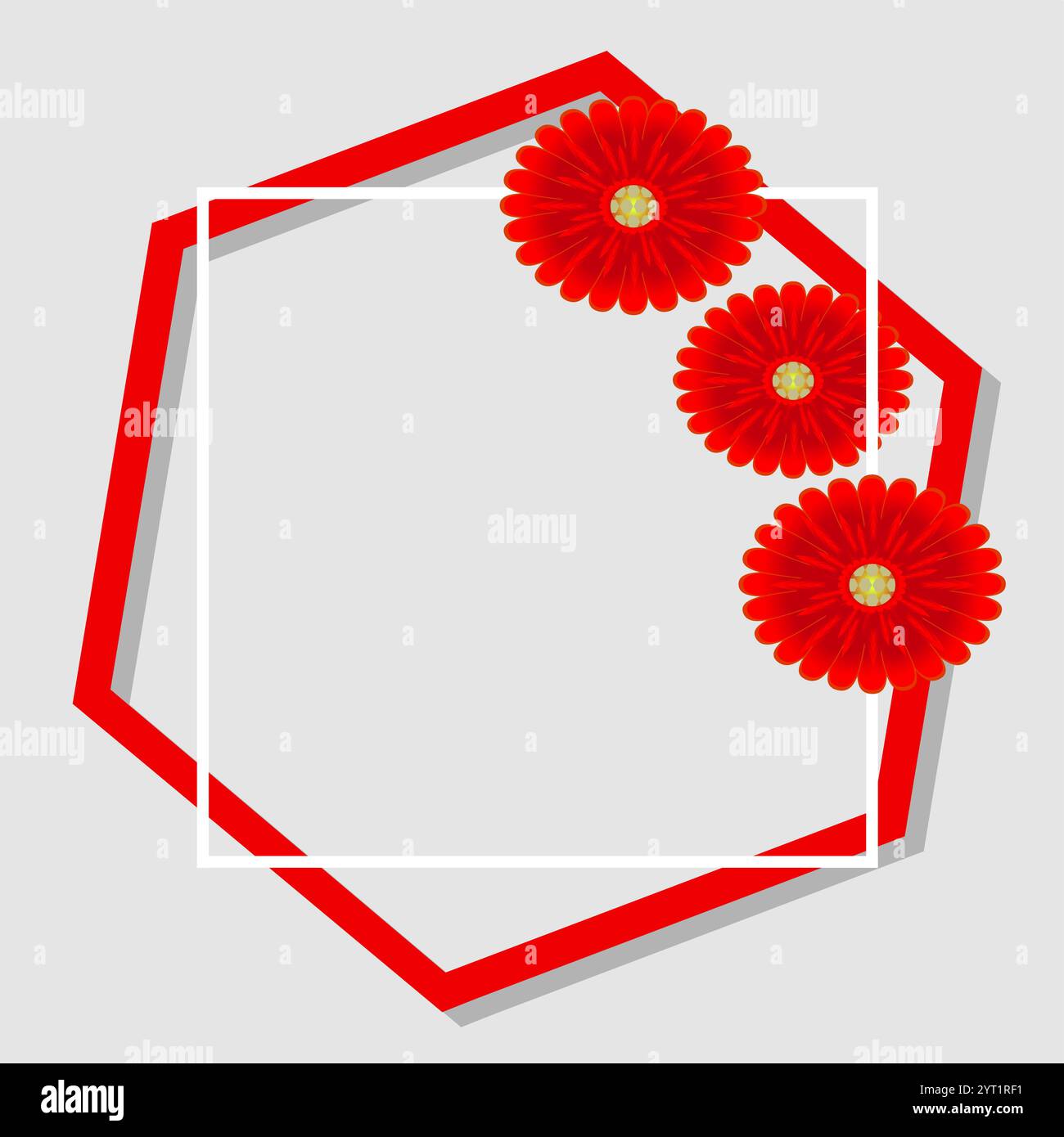 Decorative hexagonal frame flowers Stock Vector Images - Alamy