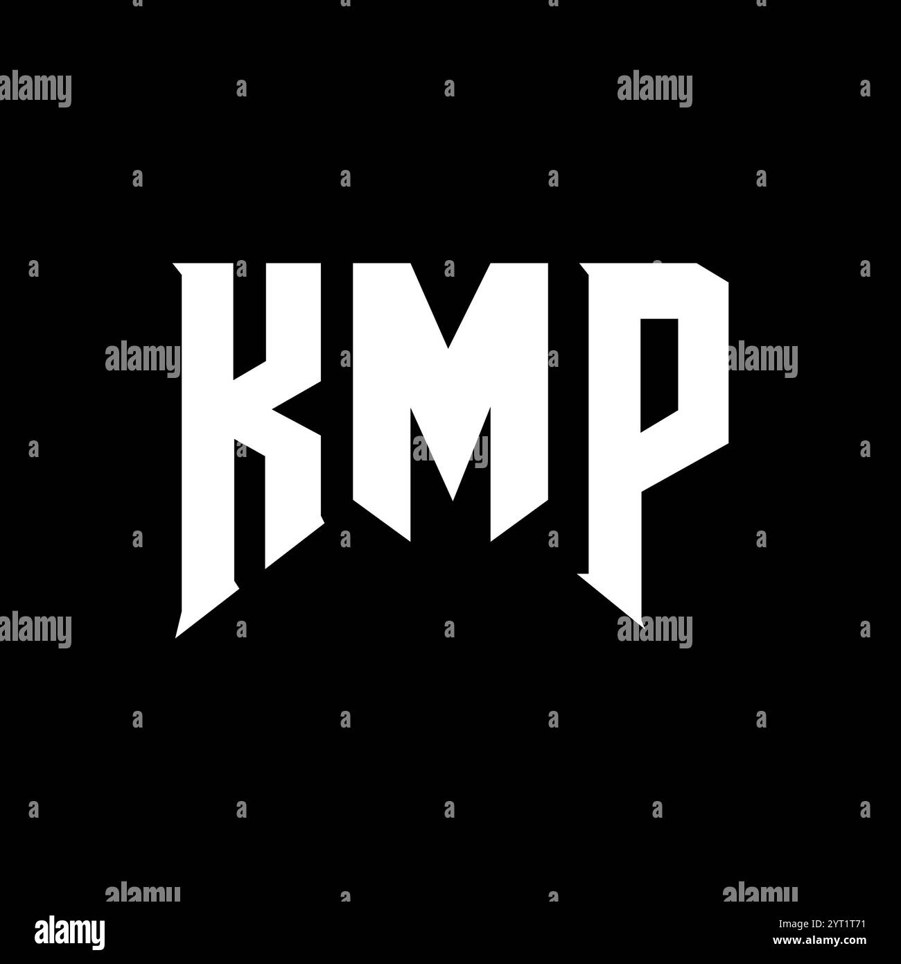 KMP letter logo design for technology company. KMP logo design black and white color combination. KMP logo, KMP vector, KMP design, KMP icon, KMP alph Stock Vector