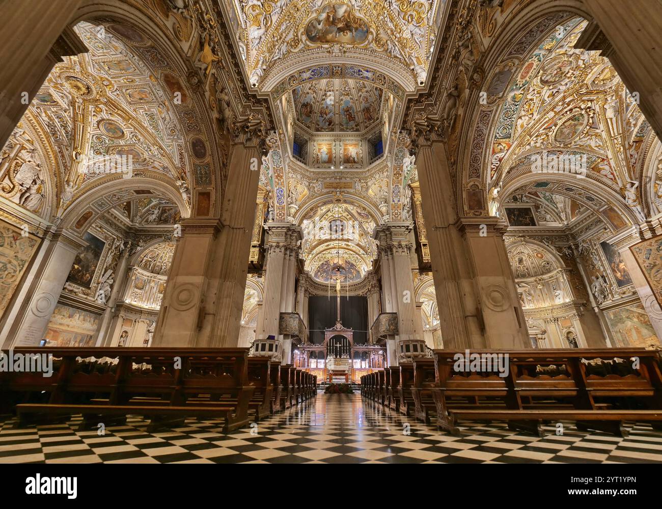 Interior of Basilica di Santa Maria Maggiore. The church is Romanesque ...