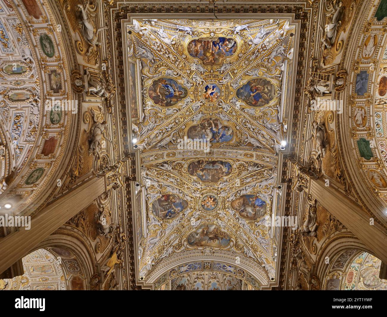Interior of Basilica di Santa Maria Maggiore. The church is Romanesque ...