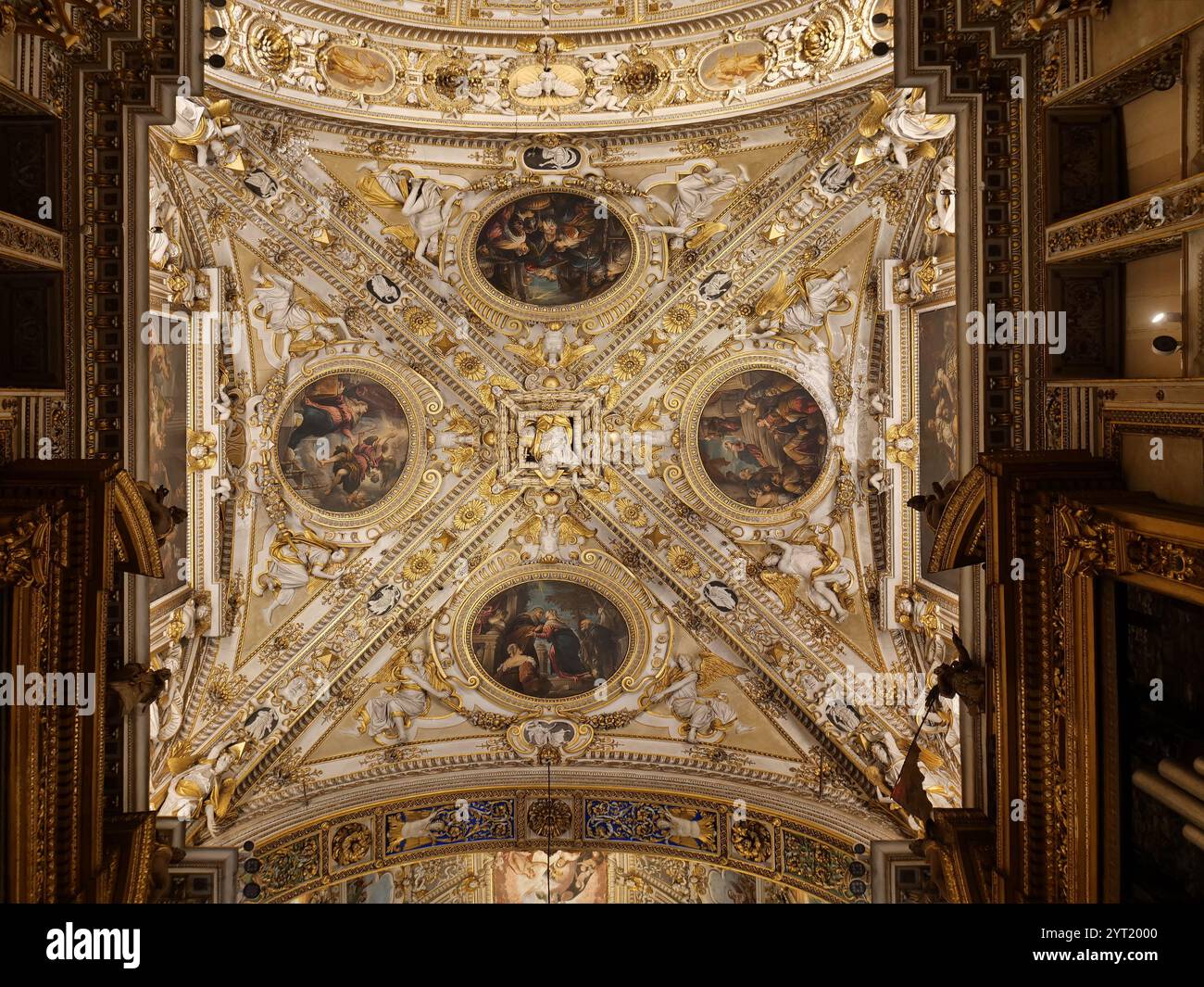 Interior of Basilica di Santa Maria Maggiore. The church is Romanesque ...