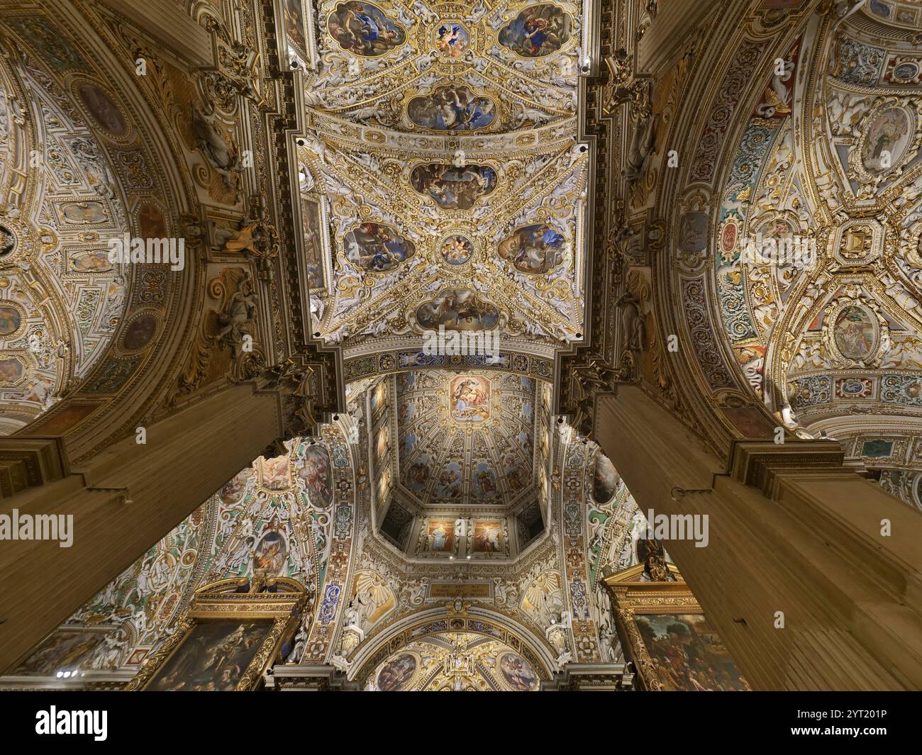 Interior of Basilica di Santa Maria Maggiore. The church is Romanesque ...