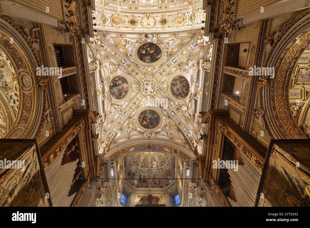 Interior of Basilica di Santa Maria Maggiore. The church is Romanesque ...