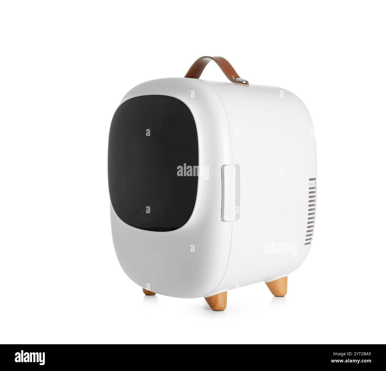 Small cosmetic refrigerator on white background Stock Photo