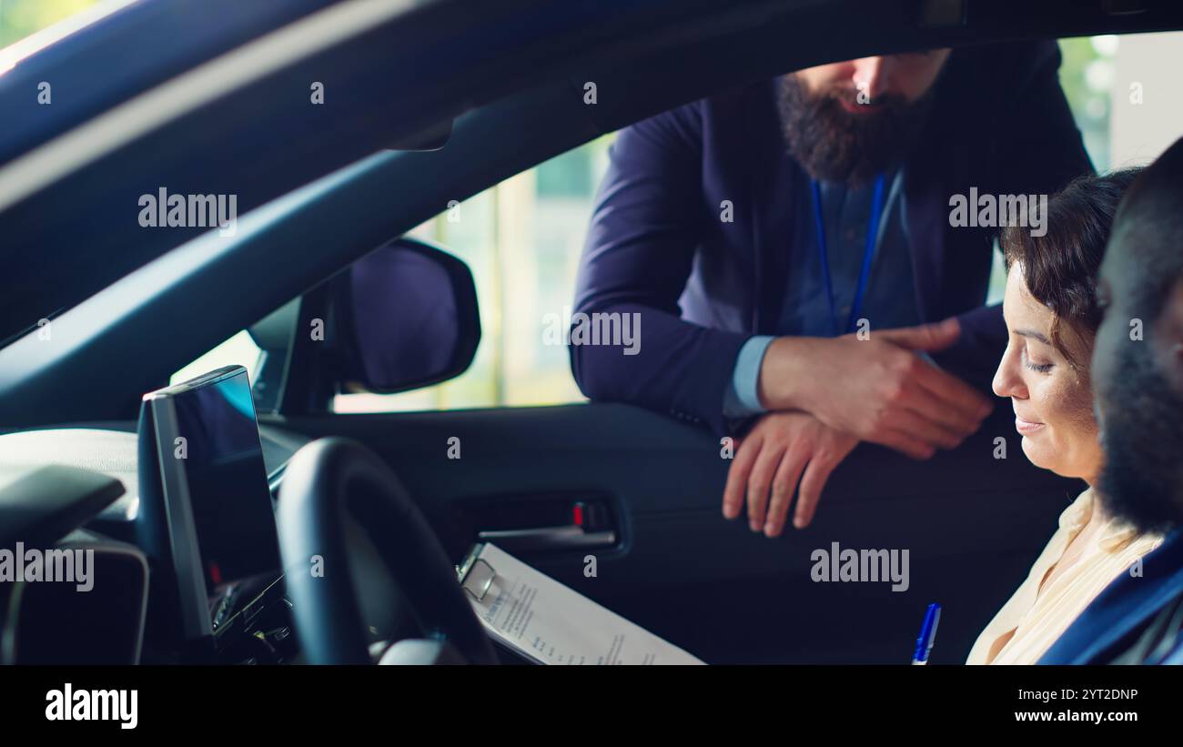 Test Drive Register Clients complete necessary car sale paperwork after finishing test ...