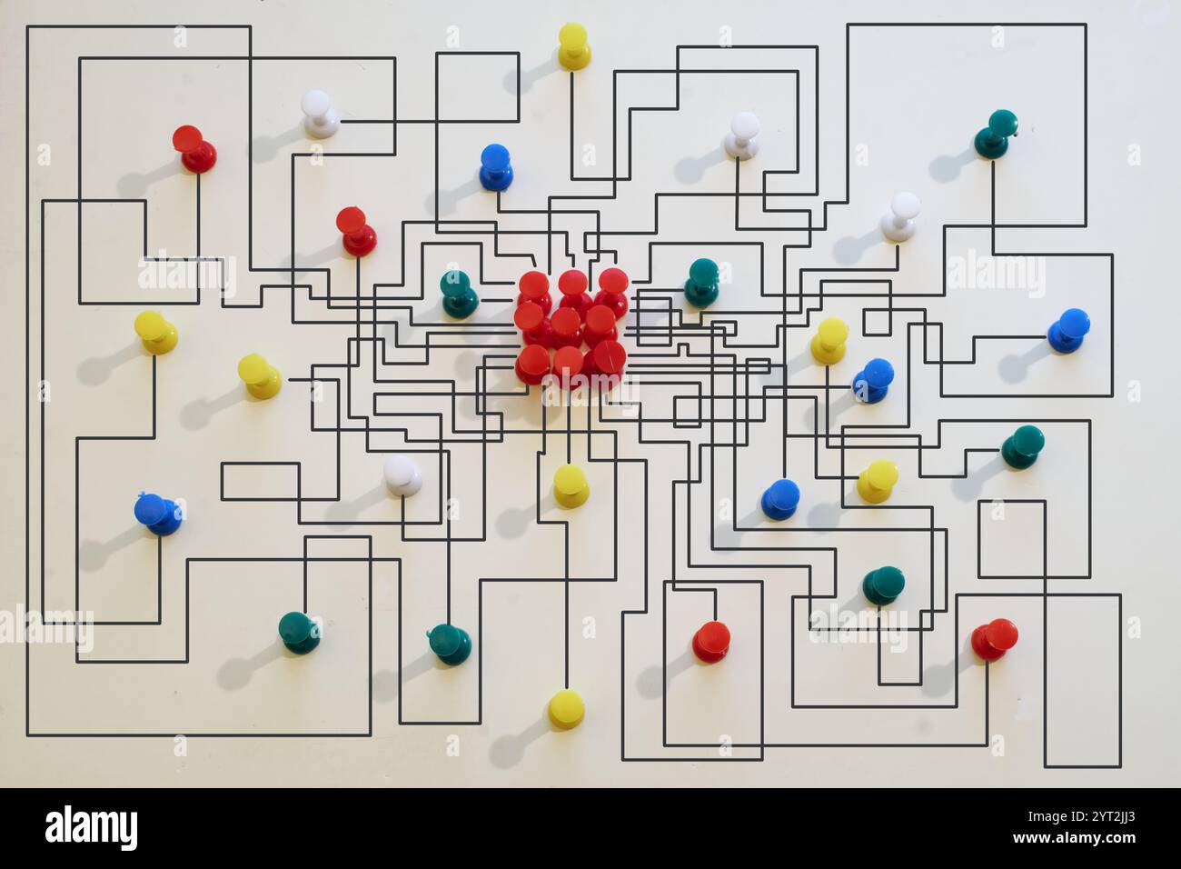 complex messy management or organization, chaotic decision tree, complicated business process Stock Photo