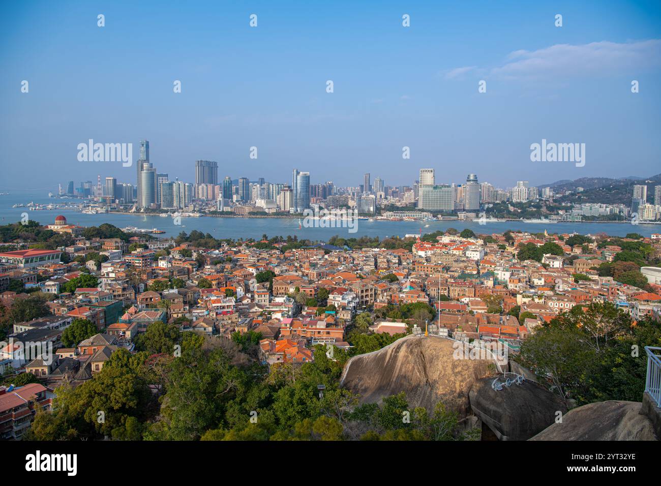 Panoramic view of Gulangyu Island in Xiamen, China, copy space for text Stock Photo