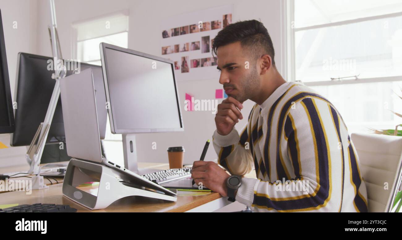 Working at laptop graphic hi-res stock photography and images - Alamy