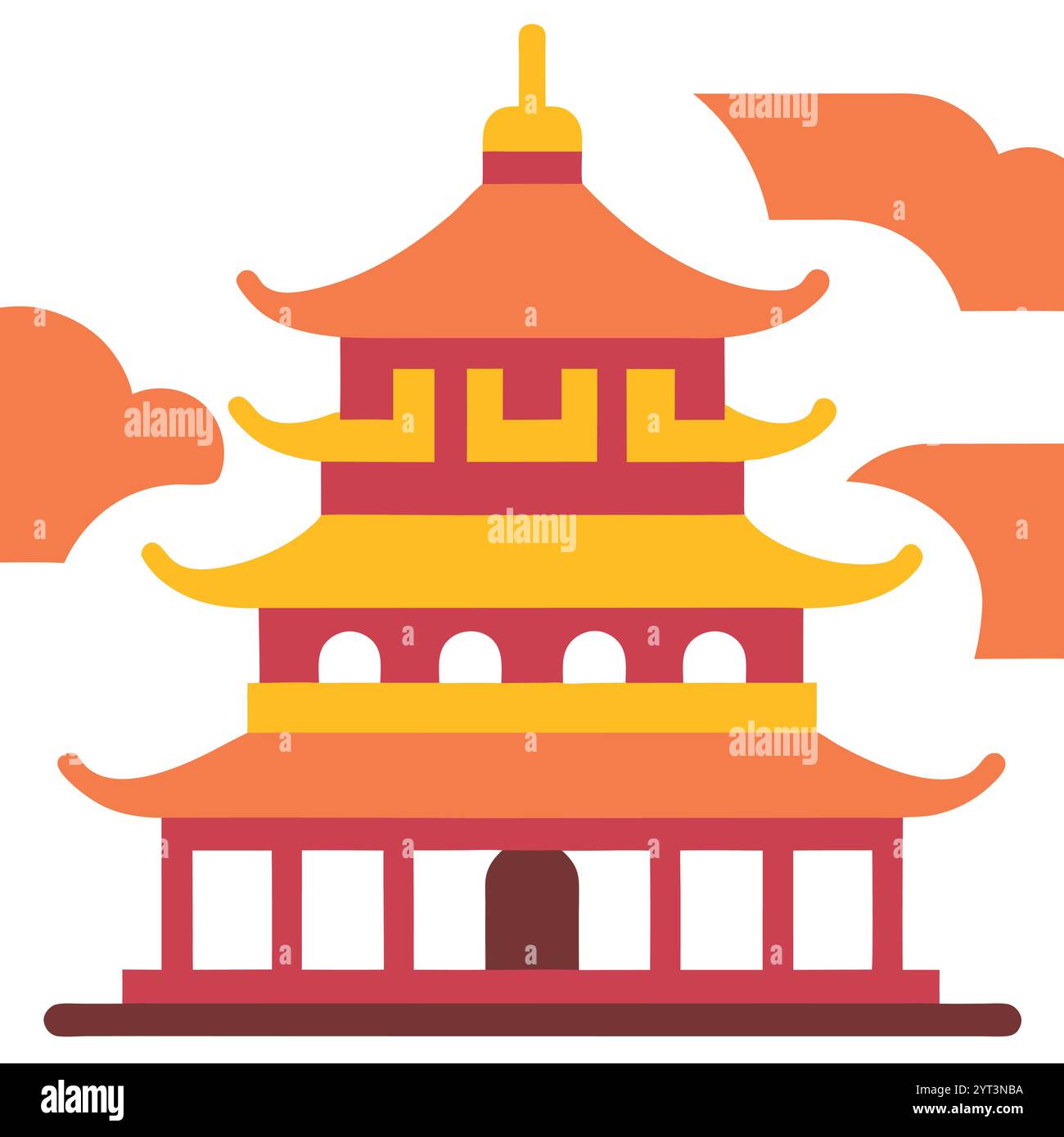 Traditional Asian Pagoda Vector Illustration - Vibrant and Detailed Printable Graphic Design Art ...