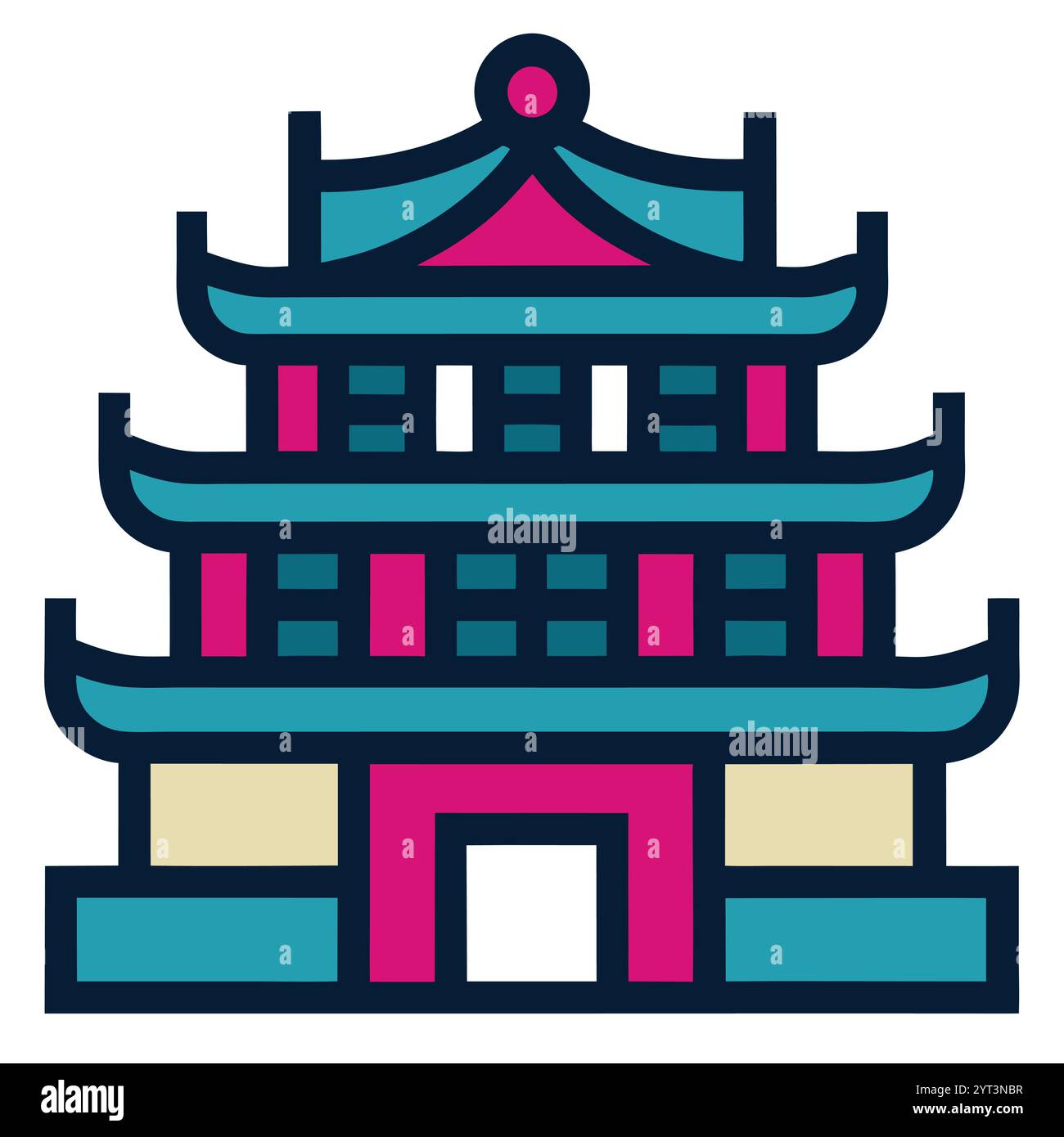 Traditional Asian Pagoda Vector Illustration - Vibrant and Detailed Printable Graphic Design Art ...