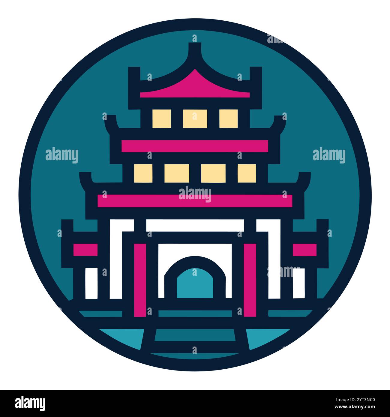 Traditional Asian Pagoda Vector Illustration - Vibrant and Detailed Printable Graphic Design Art ...