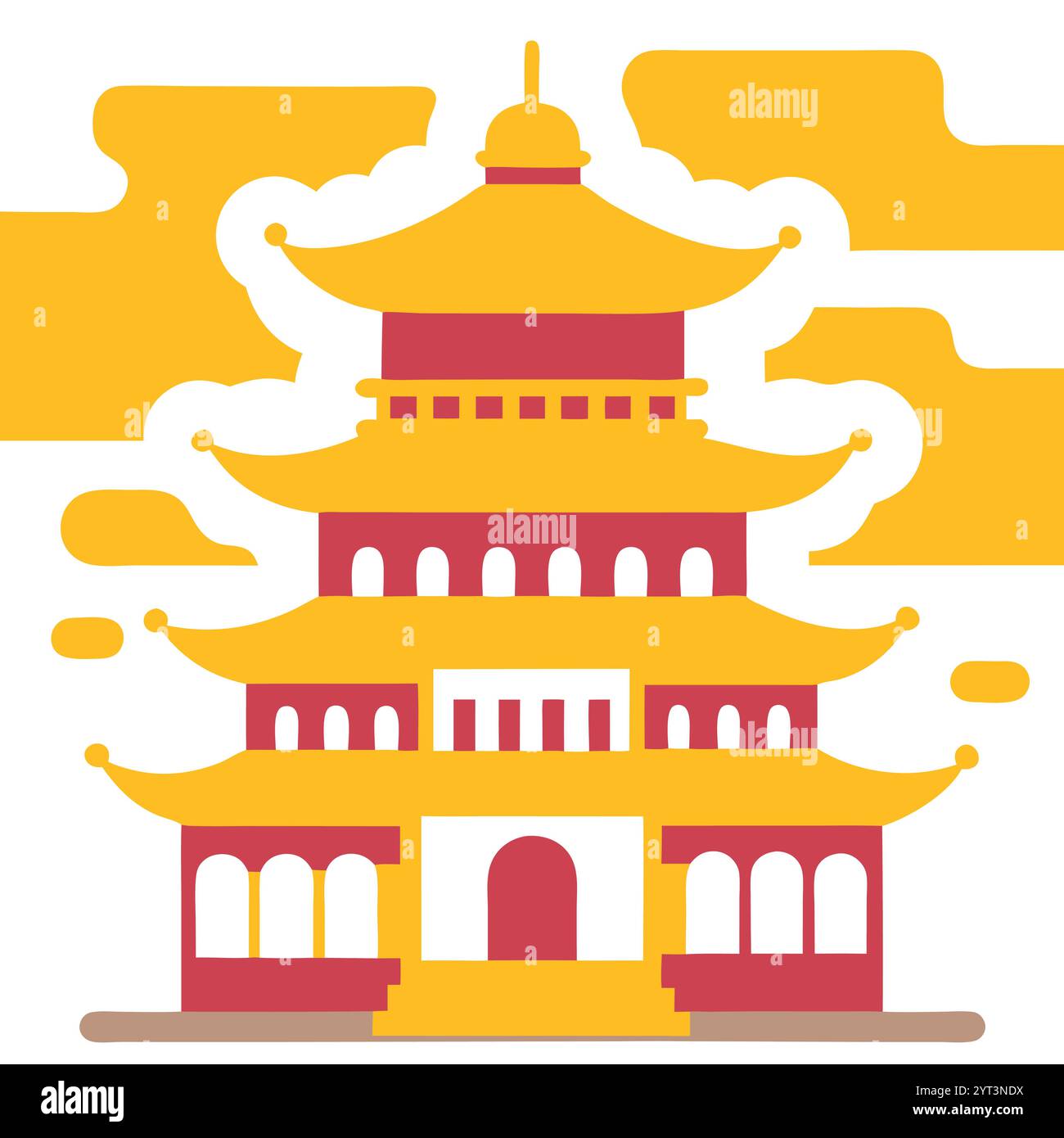 Traditional Asian Pagoda Vector Illustration - Vibrant and Detailed Printable Graphic Design ...