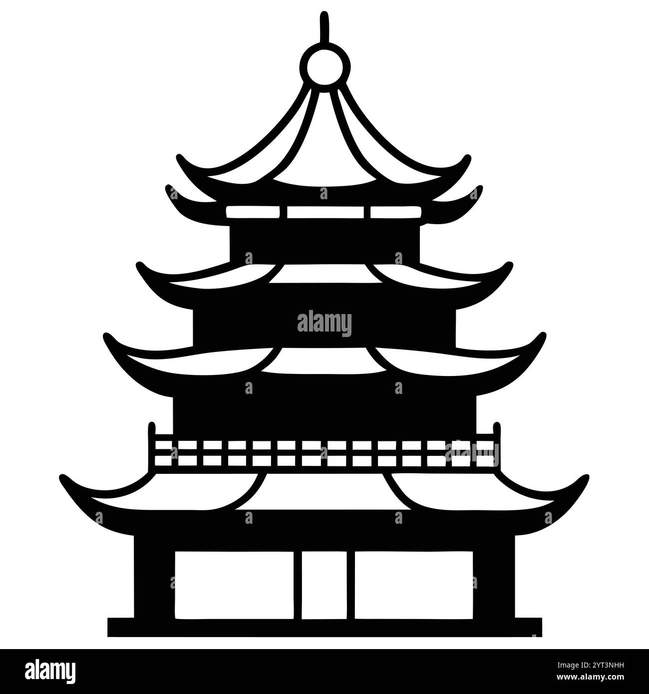 Traditional Asian Pagoda Vector Illustration - Vibrant and Detailed Printable Graphic Design ...