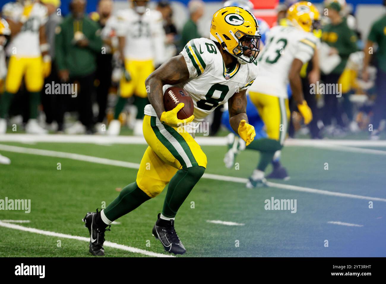 Jacobs Running Back Green Bay Packers running back Josh Jacobs (8) rushes against the ...