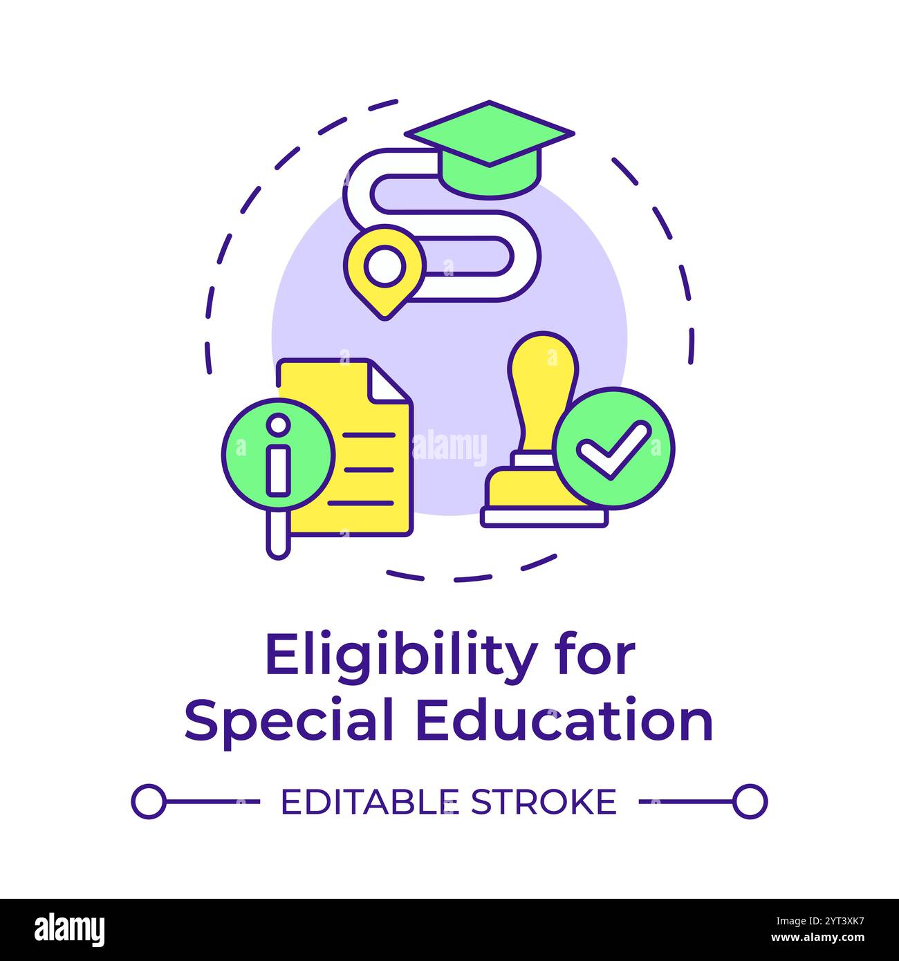 Eligibility for special education multi color concept icon Stock Vector