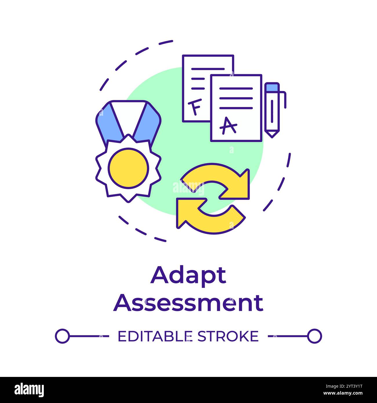 Adapt assessment multi color concept icon Stock Vector