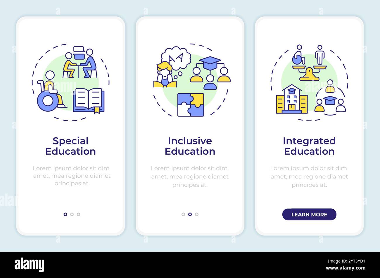 Approaches to education onboarding mobile app screen Stock Vector Image ...