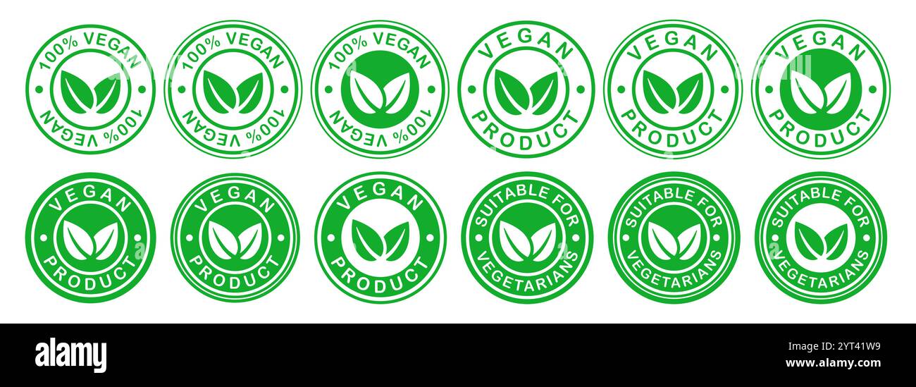 Organic 100% vegan product design template icon symbol set. Suitable ...