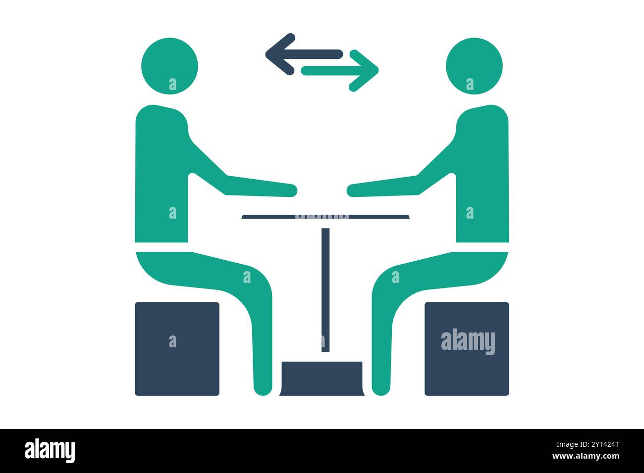 Negotiation icon. solid icon style. people around table. icon related to procurement. procurement management elements vector illustration Stock Vector