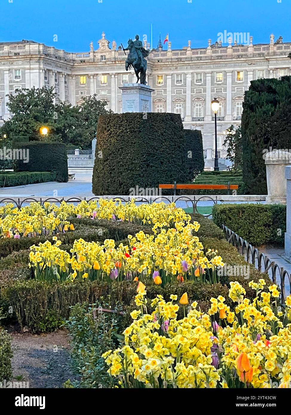 Oriente Square, night view. Madrid, Spain. - Smartphone Captured Stock Image