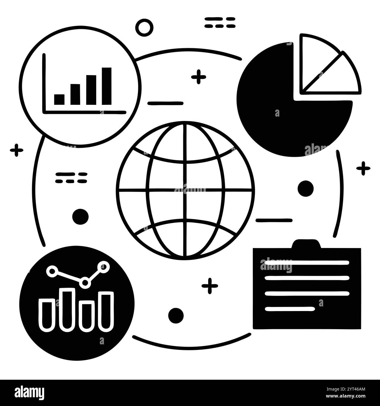 Global Data Analysis and Insights Vector Illustration for Business Intelligence & Data Visualization Stock Vector