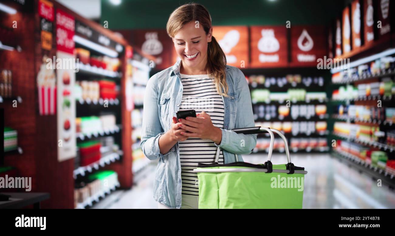 Happy Customer With Online Grocery Store Coupon And Discount In Mobile ...