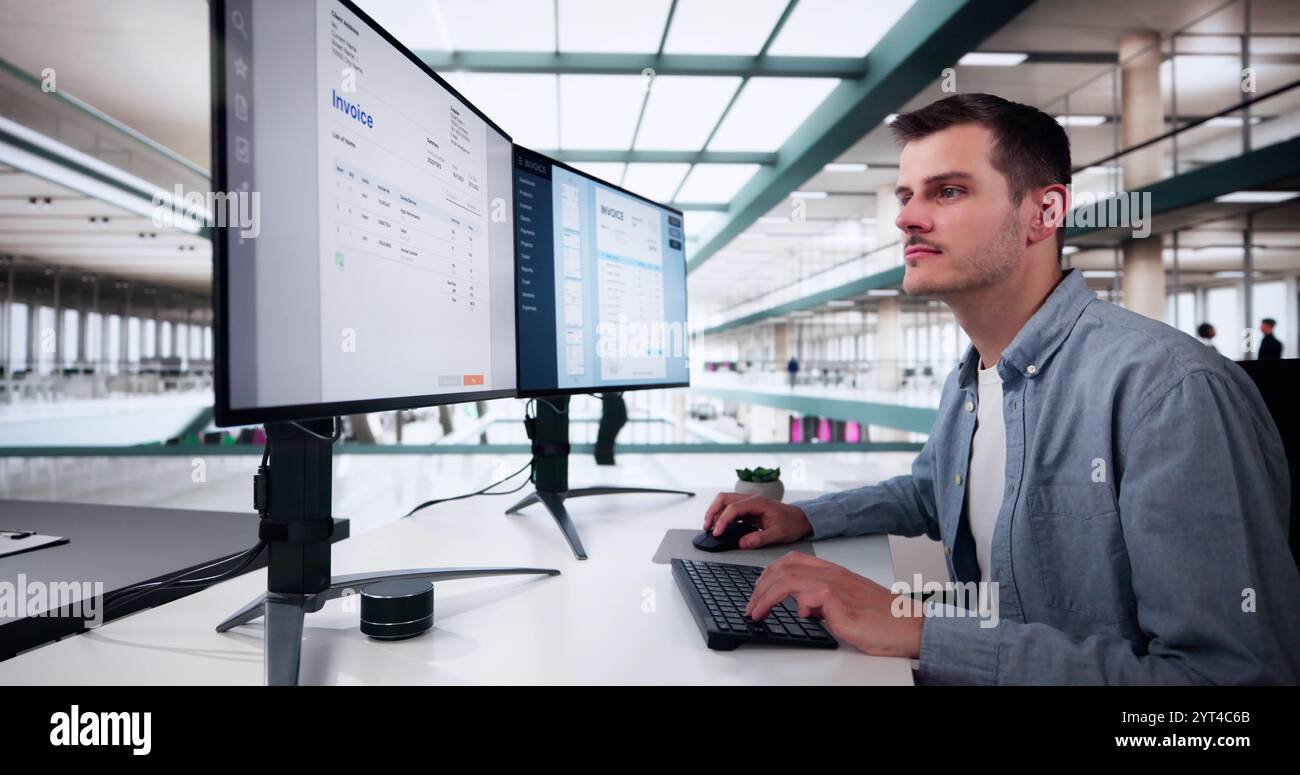 Digital Electronic Bill And Accountant E Invoice On Computer Stock ...