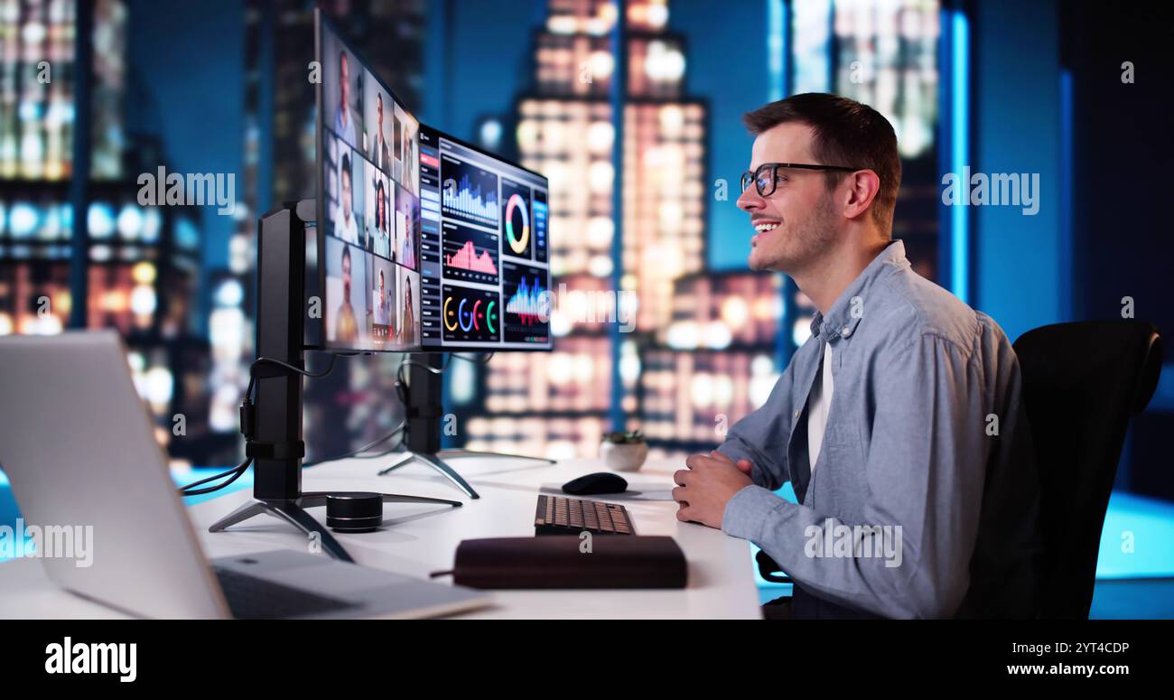 Digital Online Video Conference Webinar On Computer Stock Photo - Alamy