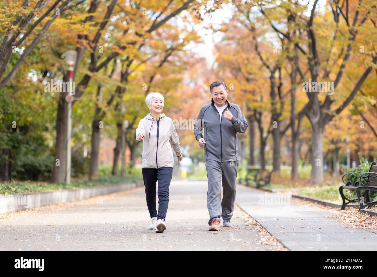 Elderly couple walking in park Stock Photo - Alamy