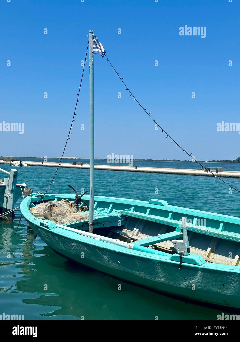 Boat in Greece Italy with blue - Smartphone Captured Stock Image