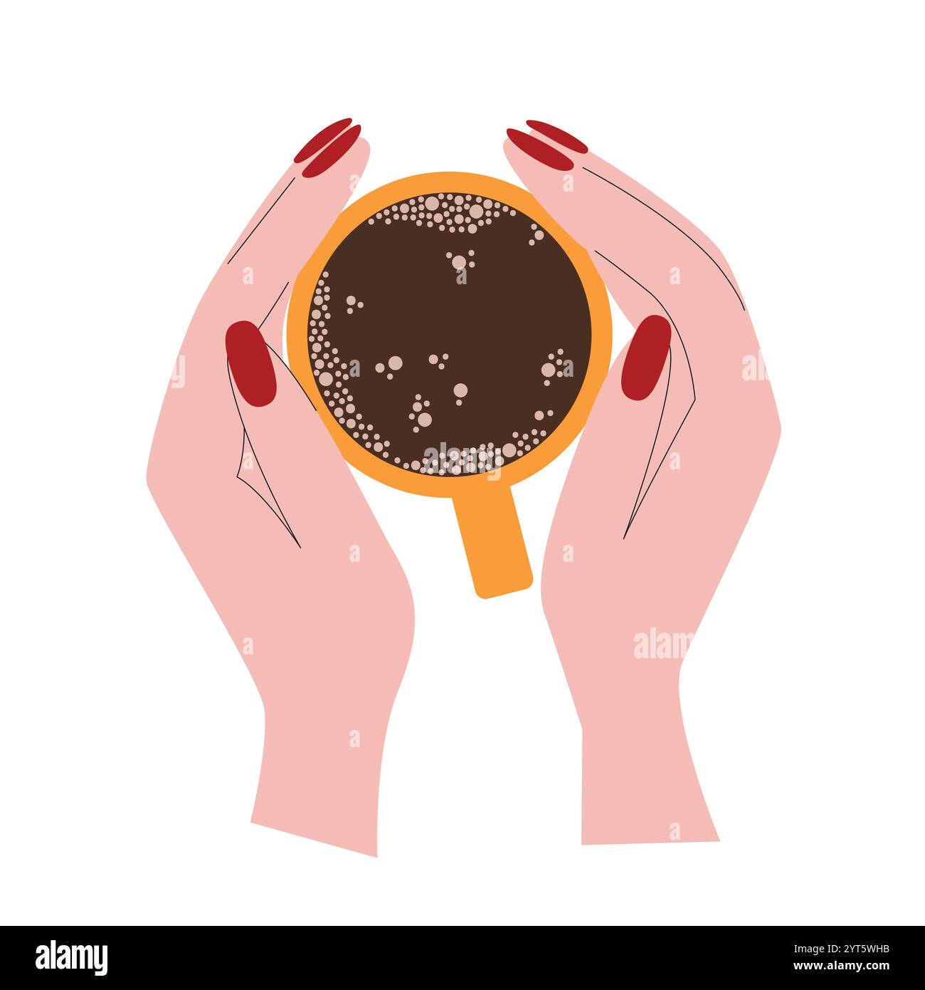 Coffee cup in woman hands top view Stock Vector Image & Art - Alamy