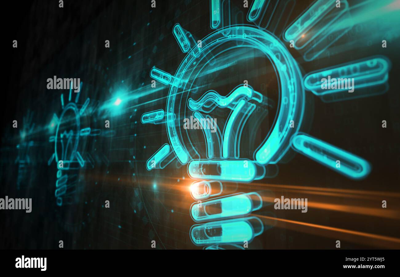 Idea bulb light inspiration and creativity symbol digital concept ...