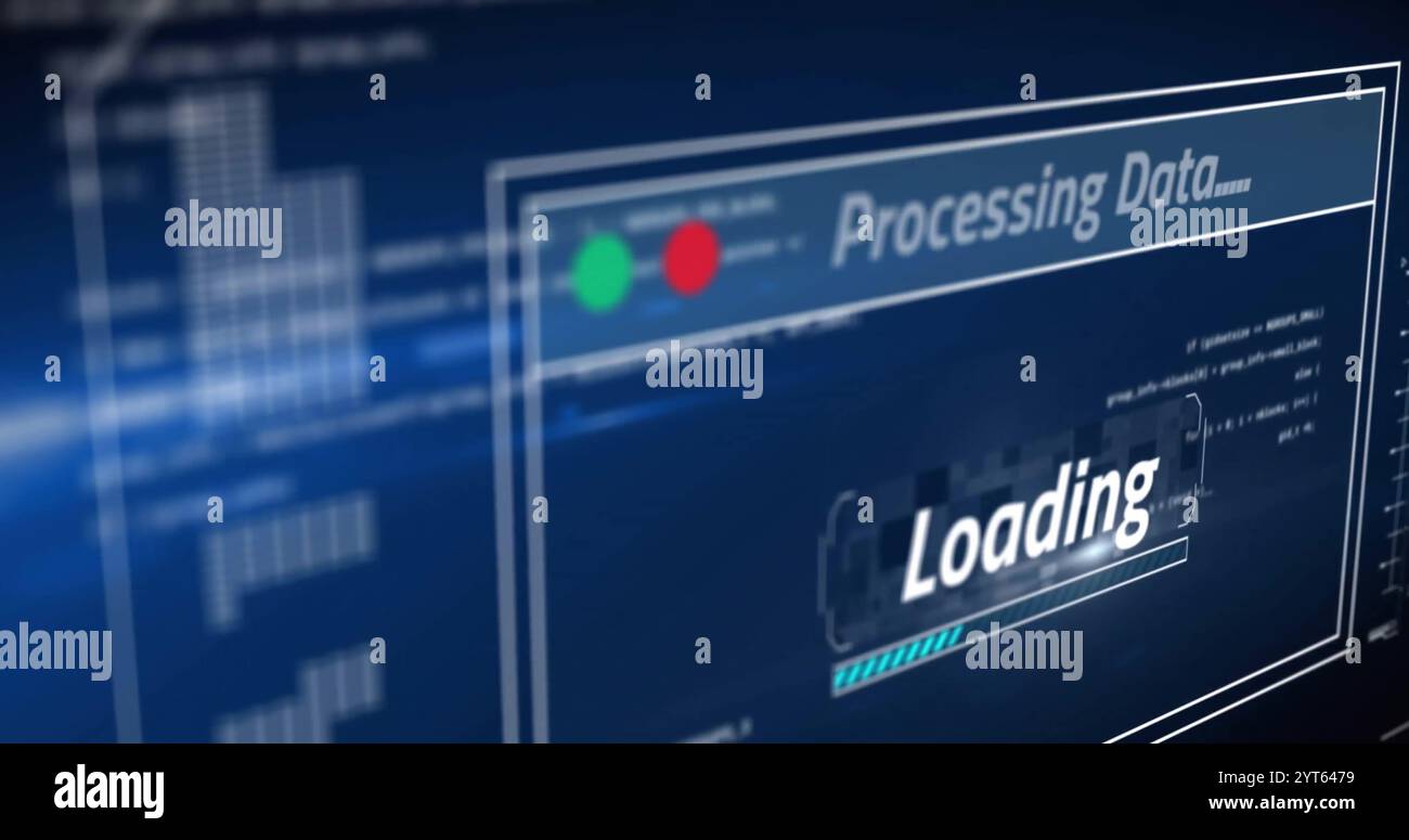 Image of text and digital data processing over screen Stock Photo