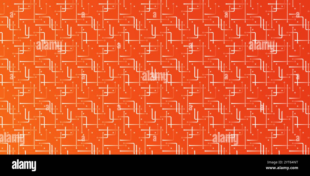Red and White Connected Dots, Lines Pattern - Futuristic Grid, Mesh, Geometric Striped, Dotted Pattern, Abstract Vector Background Template Stock Vector