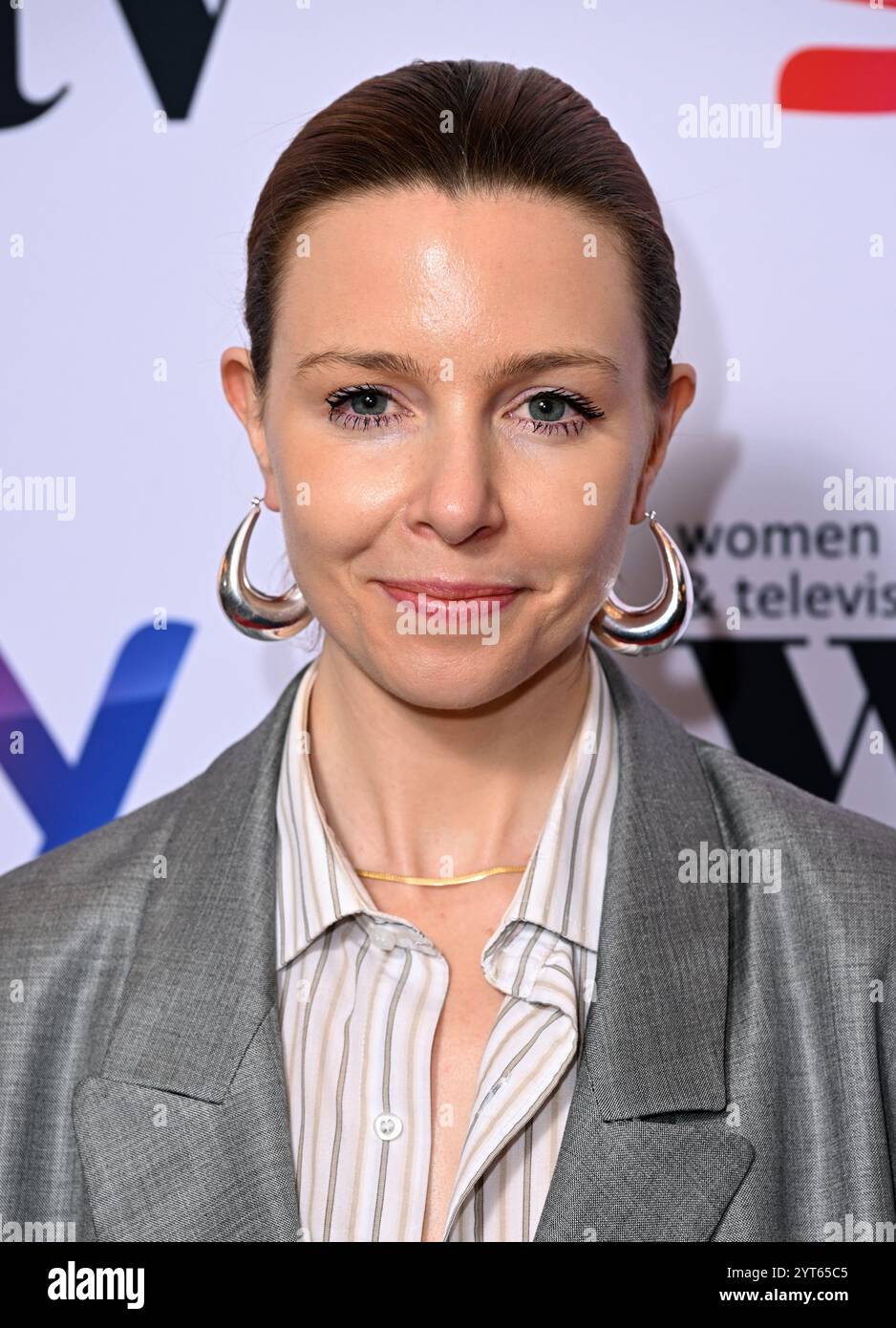 London, UK. December 6th, 2024. Stacey Dooley arriving at the Women In Film and Television Awards, Hilton Park Lane Hotel. Credit: Doug Peters/EMPICS/Alamy Live News Stock Photo