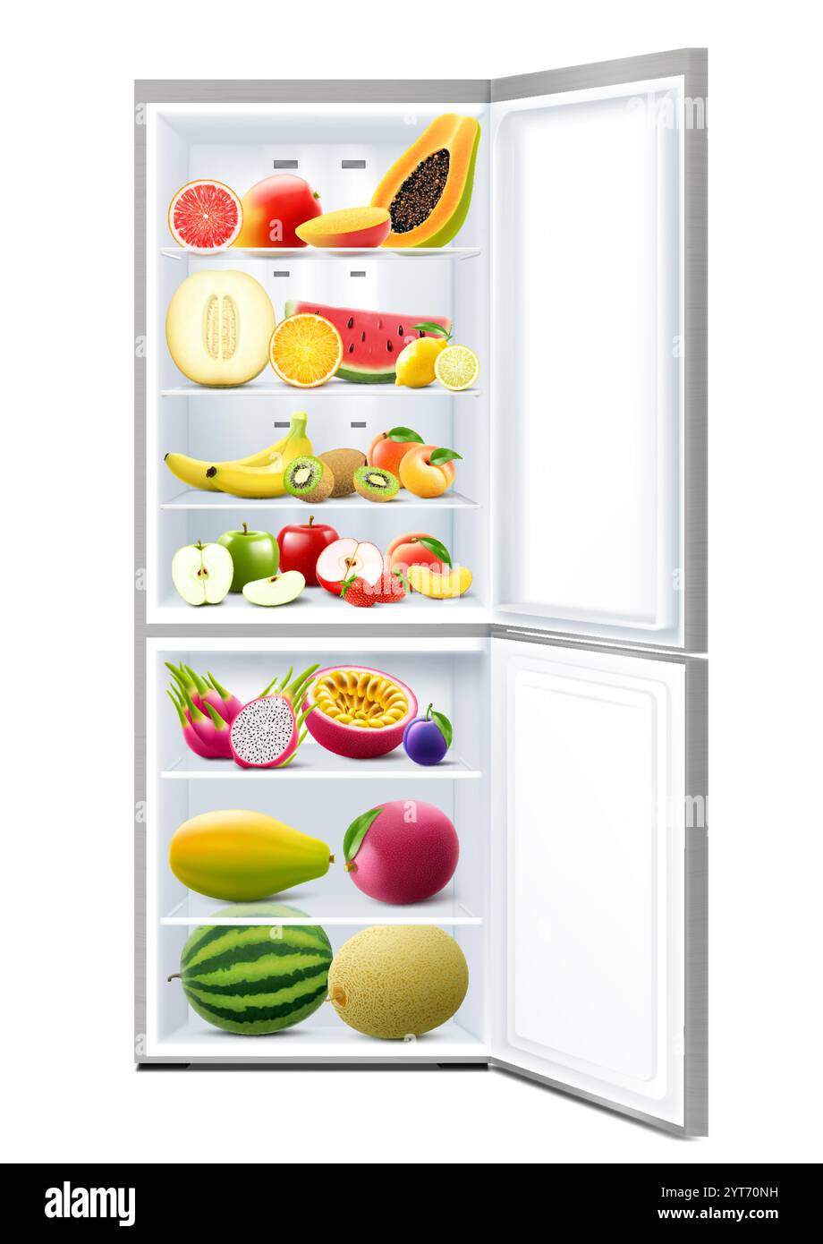 Fride Open Fridge food filled Stock Vector Images - Alamy