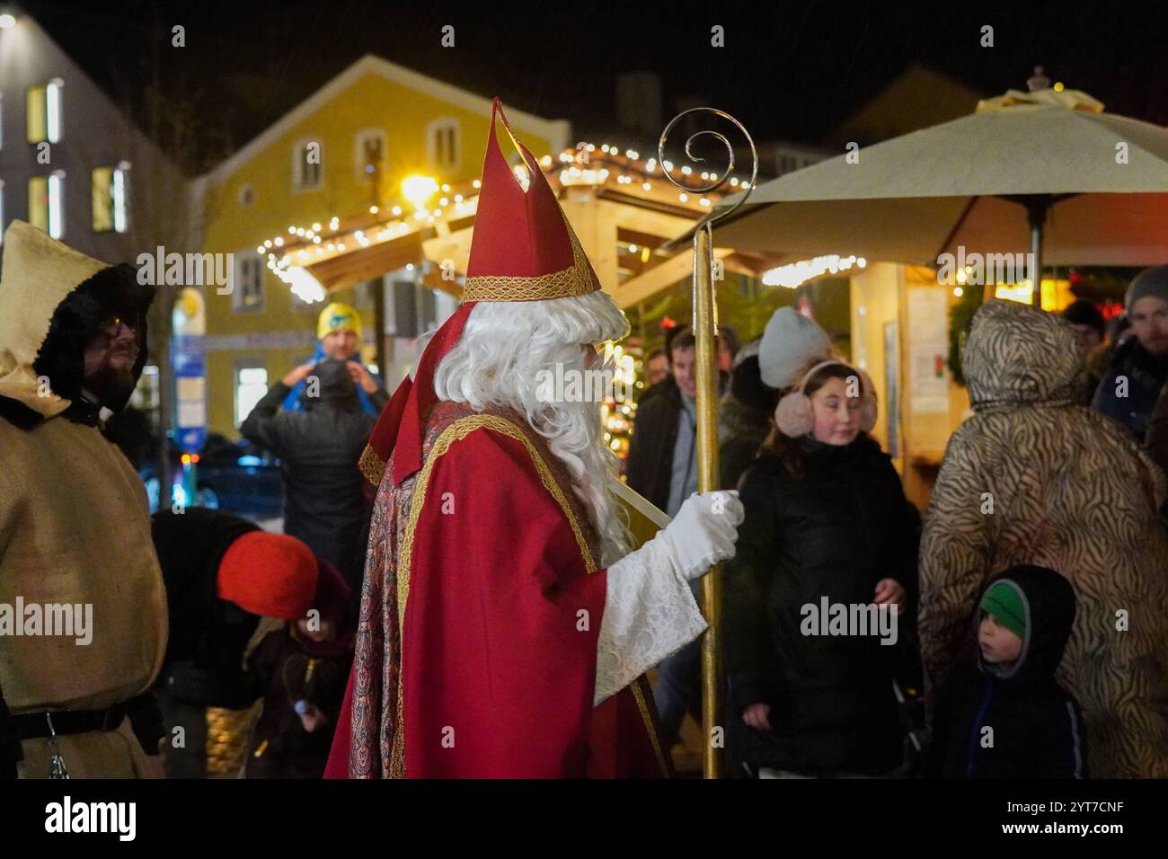 Erding, Bavaria, Germany - December 6, 2024: St. Nicholas with mitre ...