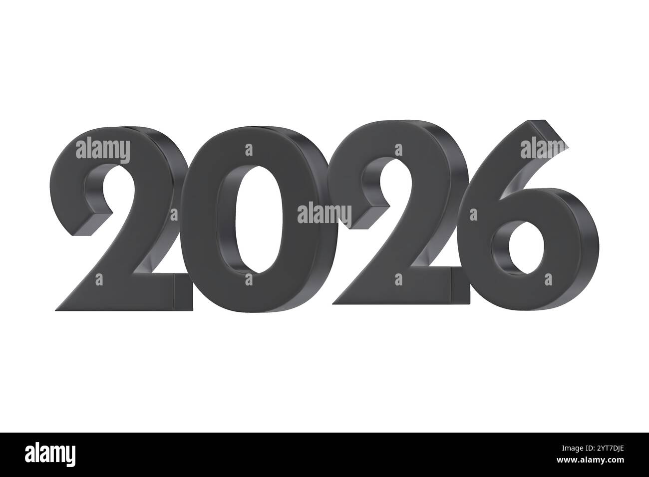 3D vector numbers 2026 in a black metallic color. Design object for New Year greeting cards, advertising banners. Metal numbers are bold and sleek, an Stock Vector